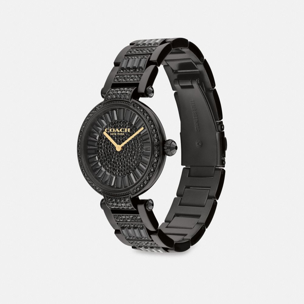 COACH®,CARY WATCH, 34MM,Black,Angle View