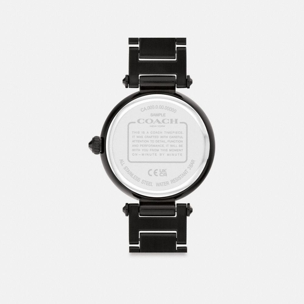 COACH®,CARY WATCH, 34MM,Black,Back View