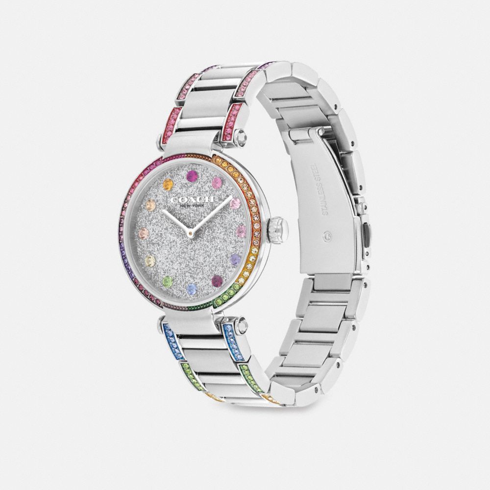 COACH®,MONTRE CARY, 34 MM,Acier inoxydable,Angle View