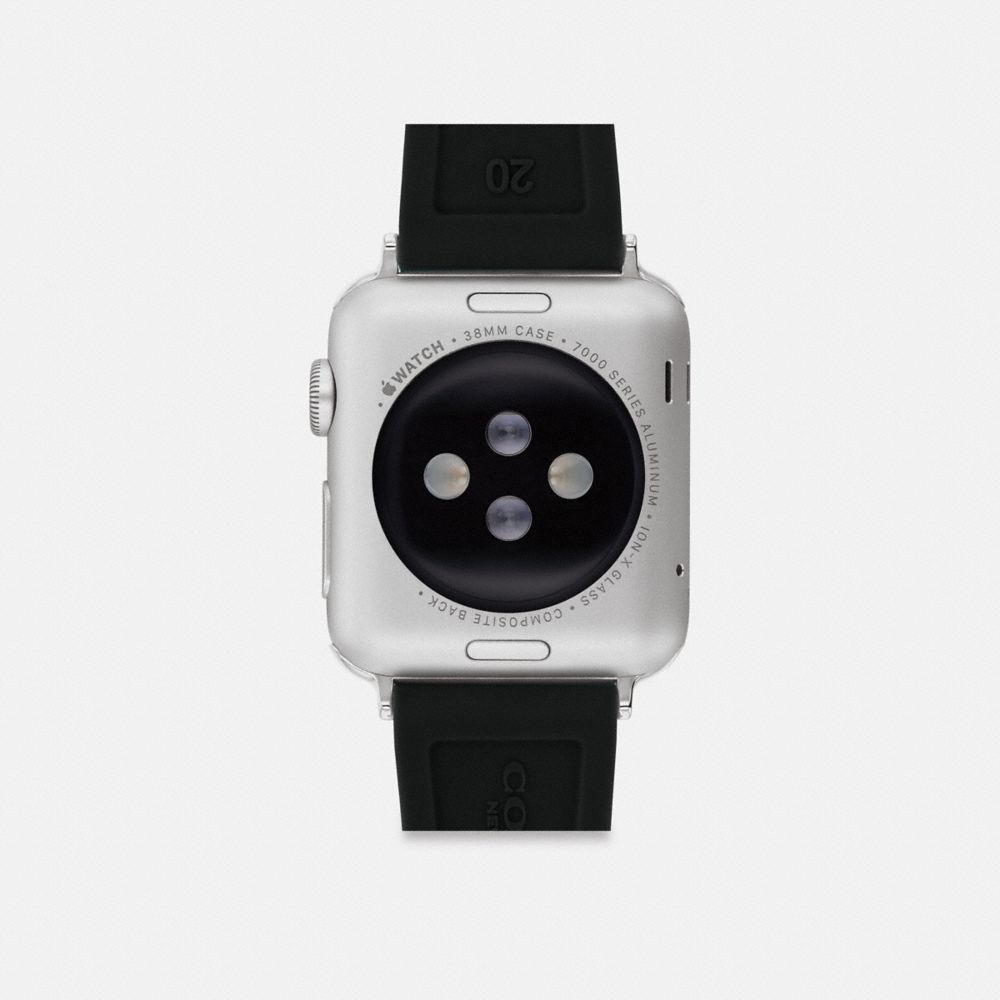 COACH®,Apple Watch® Strap, 38 Mm, 40 Mm And 41 Mm,Watch Strap,Silicone,Rubber,Stainless Steel,Casual,Black,Back View