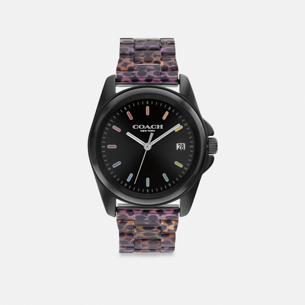 COACH®,MONTRE GREYSON, 36 MM,Noir,Front View