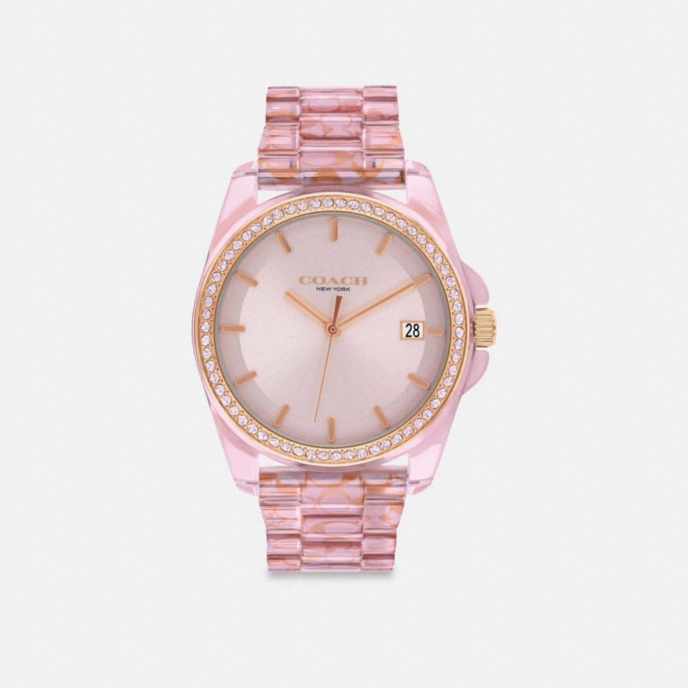 COACH®,MONTRE GREYSON, 36 MM,Rose fard,Front View