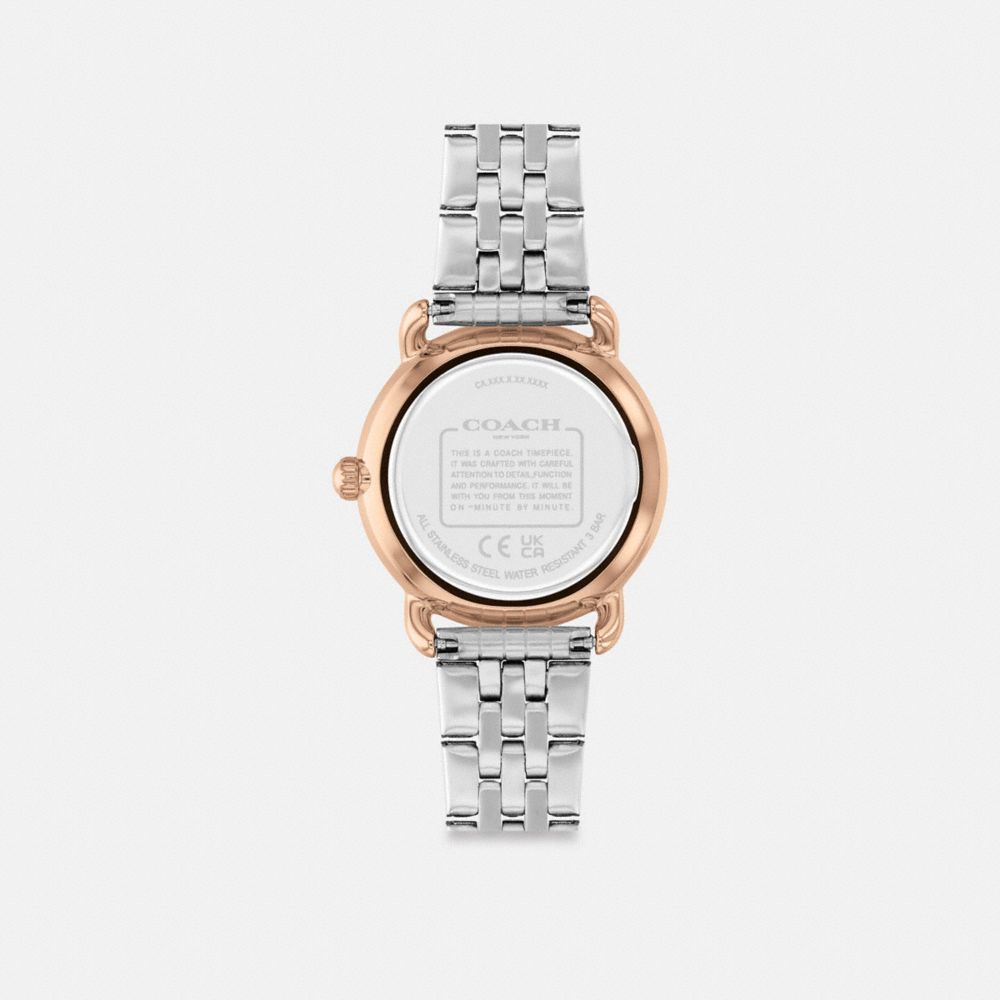 COACH®,MONTRE ELLIOT, 28 MM,Acier inoxydable,Bicolore,Back View