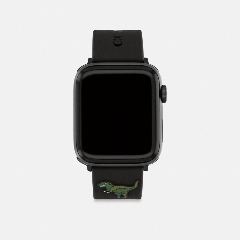 COACH®,BRACELET APPLE WATCH®, 42 MM, 44 MM ET 45 MM,Silicone,Noir,Front View