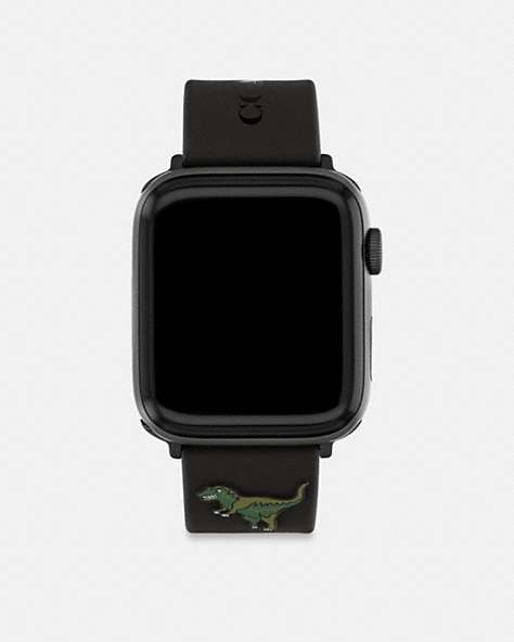 COACH®,APPLE WATCH® STRAP, 42MM, 44MM AND 45MM,silicone,Black,Front View