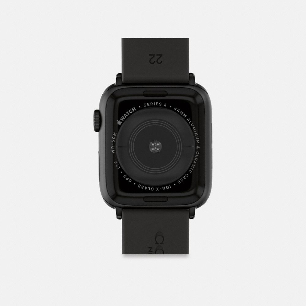 COACH®,APPLE WATCH® STRAP, 42MM, 44MM AND 45MM,silicone,Black,Back View