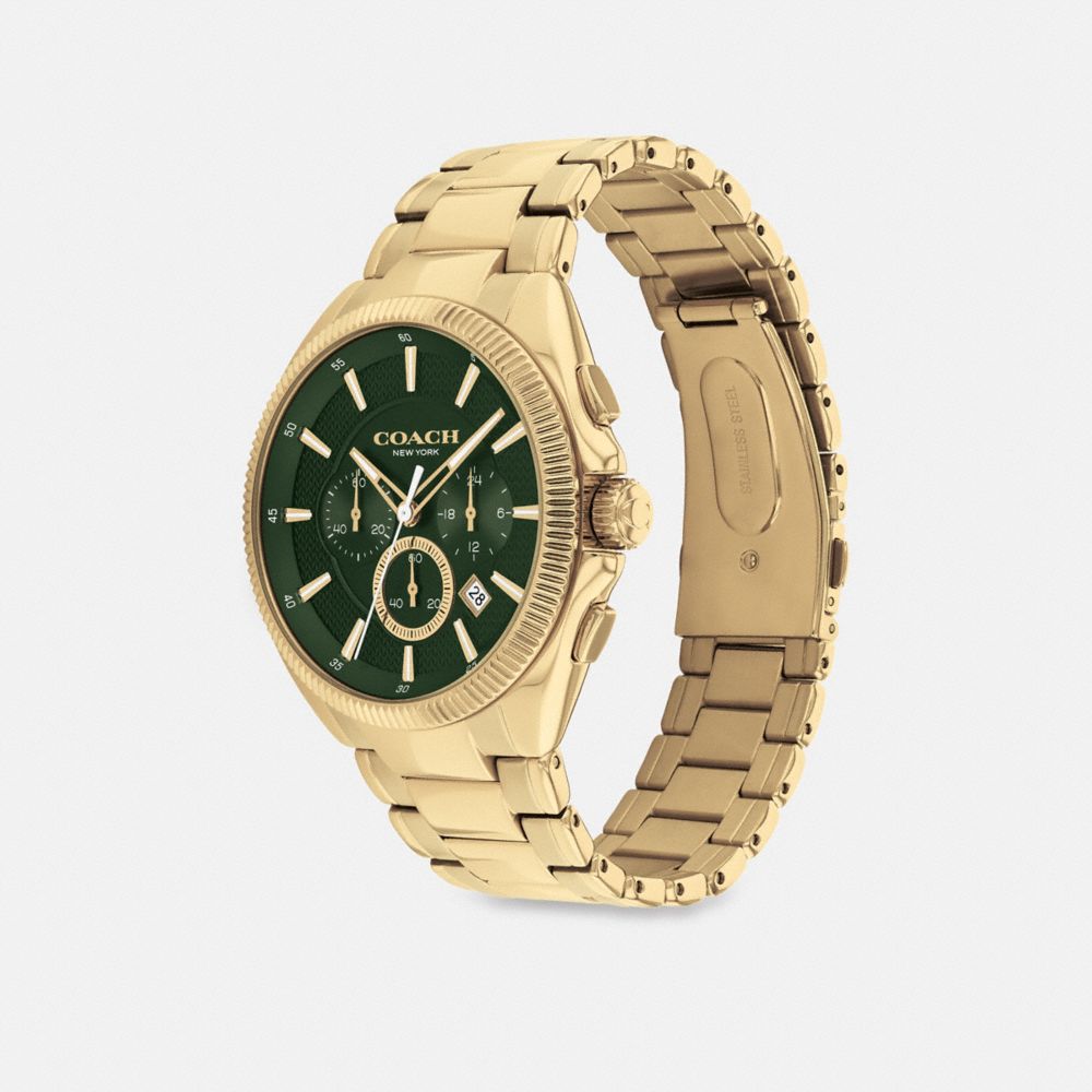 COACH®,JACKSON WATCH, 45MM,Gold,Angle View