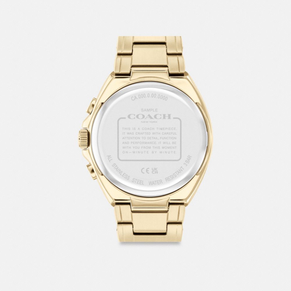 COACH®,JACKSON WATCH, 45MM,Gold,Back View