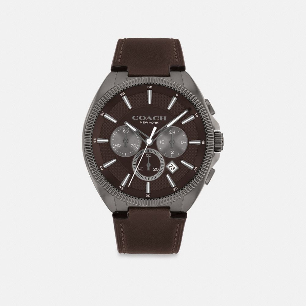 COACH®,JACKSON WATCH, 45MM,Brown,Front View