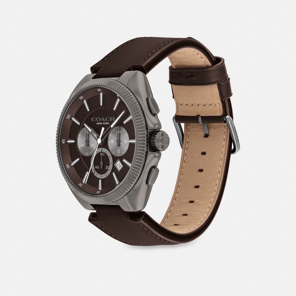 COACH®,MONTRE JACKSON, 45 MM,Marron,Angle View