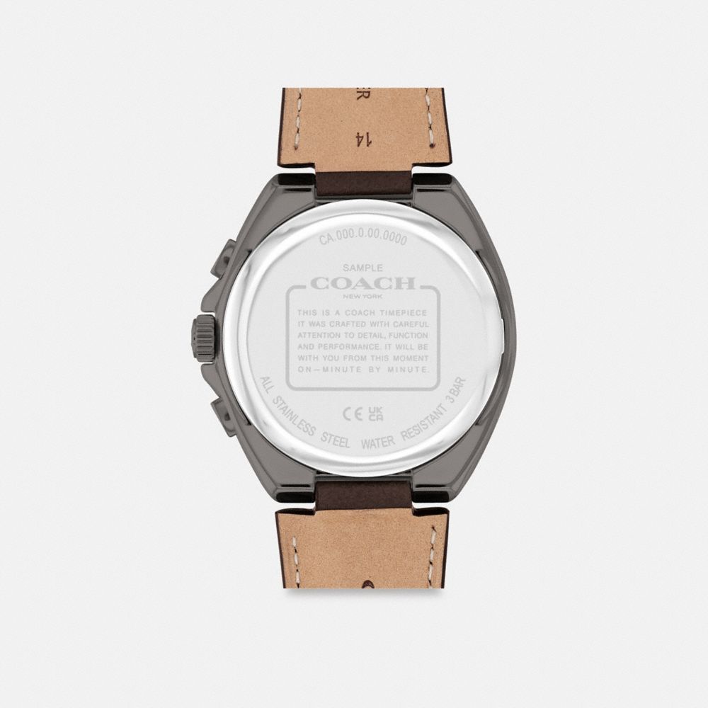 COACH®,MONTRE JACKSON, 45 MM,Marron,Back View