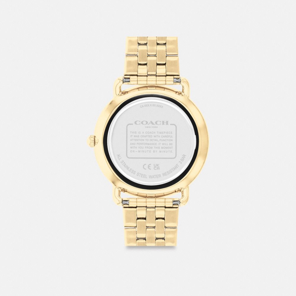 COACH®,ELLIOT WATCH, 41MM,Gold,Back View