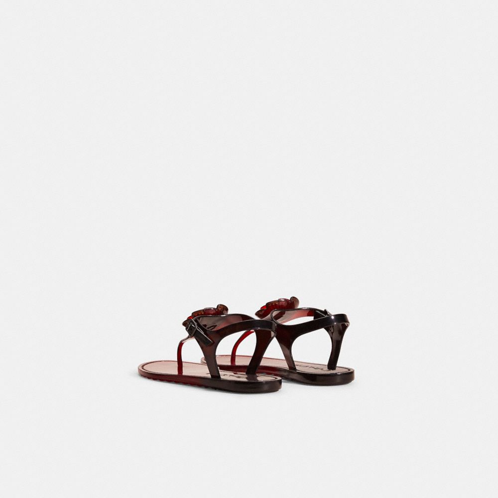 COACH®,Restored Tea Rose Jelly Sandal,Rubber,Lining Rubber,Sandals,3D Embellishment,Casual,Multi Color,Back View