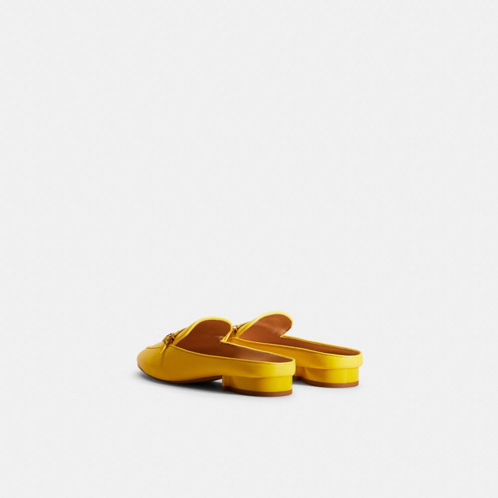 COACH®,Restored Irene Mule,Leather,Rubber,Flats,Loafer,Mules,Foam,Logo,Cushioned,Memory Foam Insole,Padded Insole,Traction...,Yellow,Back View