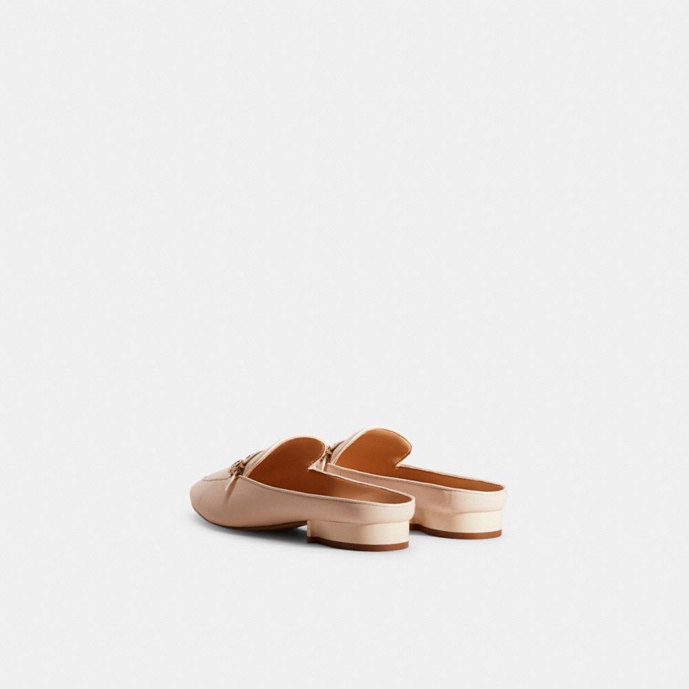 COACH®,Restored Irene Mule,Leather,Rubber,Flats,Loafer,Mules,Foam,Logo,Cushioned,Memory Foam Insole,Padded Insole,Traction...,Cream,Back View
