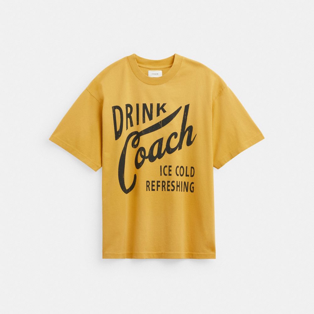 COACH®,AMERICANA T-SHIRT,cotton,Yellow,Front View