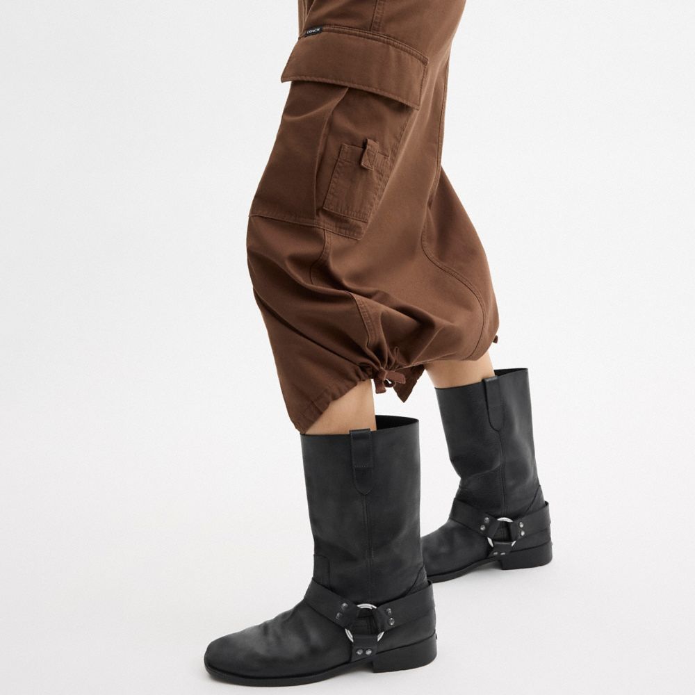COACH®,Cargo Maxi Skirt In Organic Cotton,Organic Cotton,Straight,Drawstring,Casual,Brown,Detail View