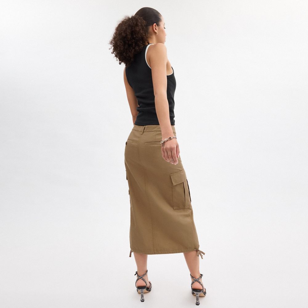 ★Porta★ PEACHED COTTON CARGO SKIRT BROWN 23WT009 COACH® Outlet | Cargo Maxi Skirt In Organic Cotton