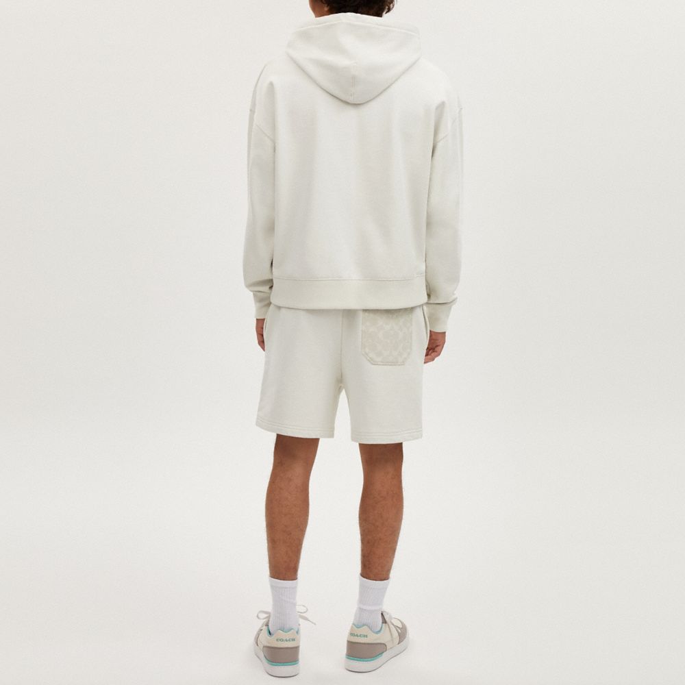 COACH®,Tonal Signature Shorts,Cotton,Sweat Short,Straight,Drawstring,Casual,White,Scale View