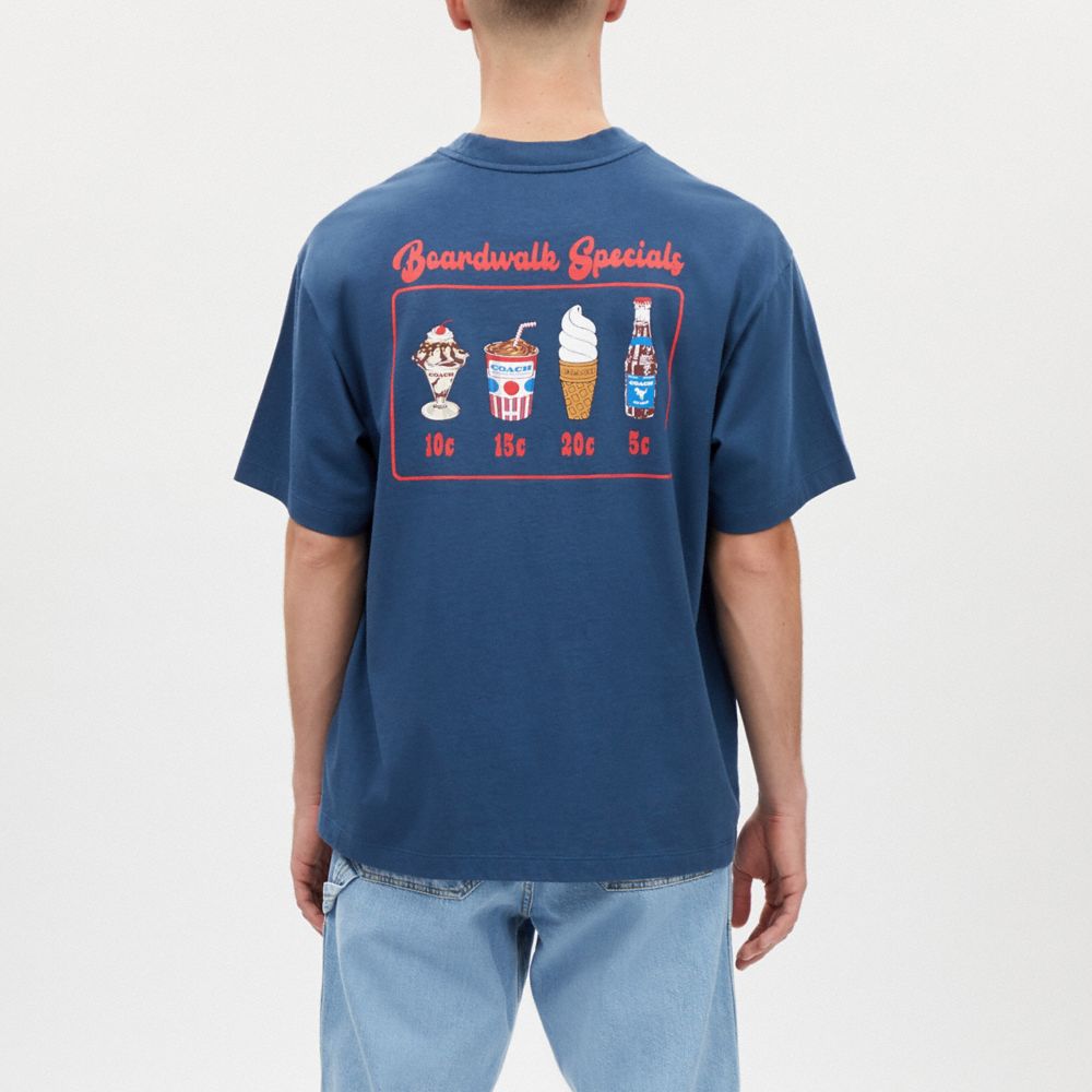 COACH®,BOARDWALK SPECIALS T-SHIRT IN ORGANIC COTTON,Dark Denim,Scale View