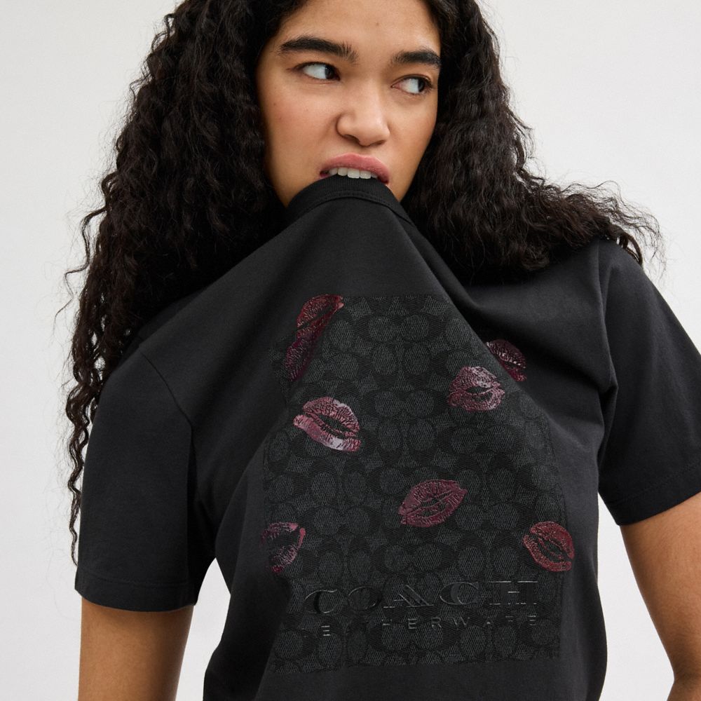Signature Square Kiss Print T Shirt Organic Cotton