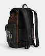 COACH®,SPRINT BACKPACK IN SIGNATURE CANVAS WITH TRAVEL PATCHES,pvc,X-Large,Gunmetal/Mahogany Multi,Angle View
