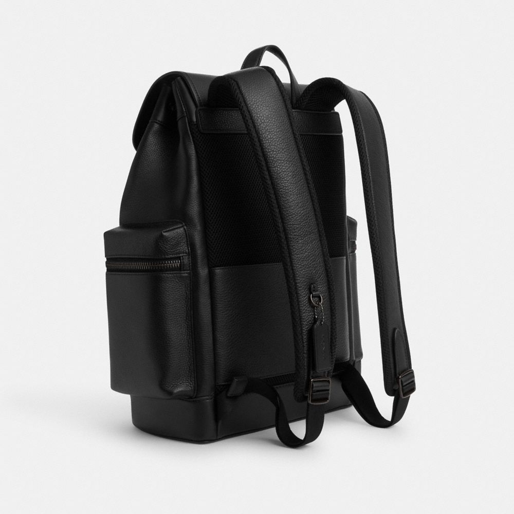 COACH®,SPRINT BACKPACK,Pebbled Leather,X-Large,Black Copper Finish/Black/Black,Angle View