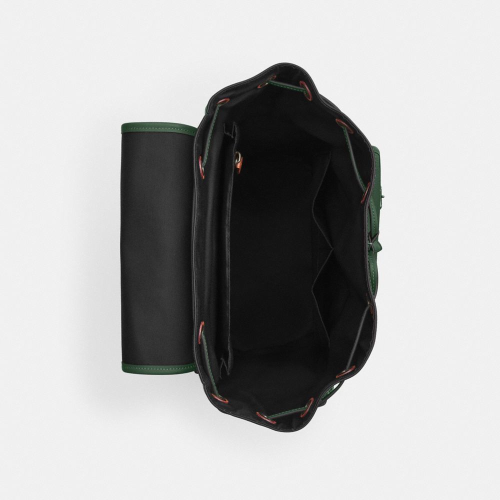 COACH®,Sprint Backpack,Calfskin Leather,Leather,Backpack,Applique,Logo,Work,Emerald,Inside View,Top View