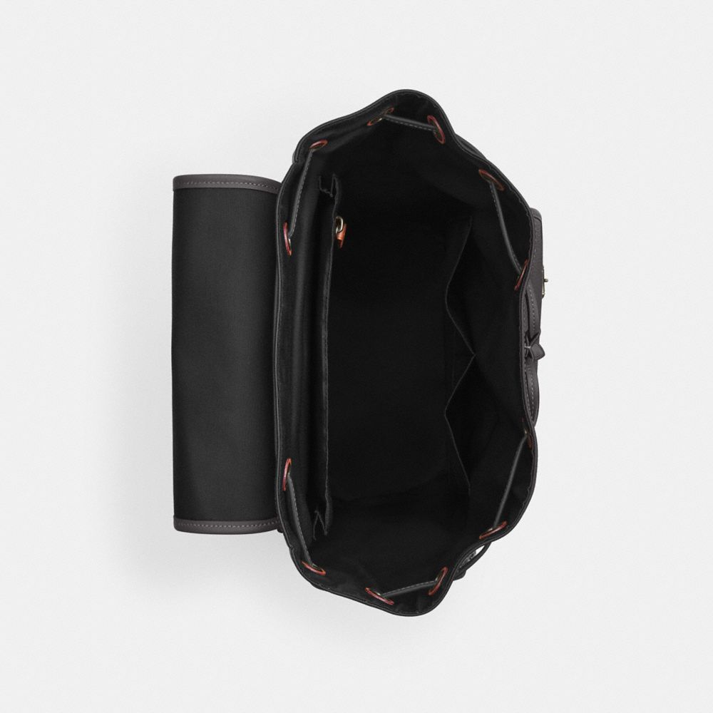 COACH®,Sprint Backpack,Calfskin Leather,Leather,Backpack,Applique,Logo,Work,Black,Inside View,Top View