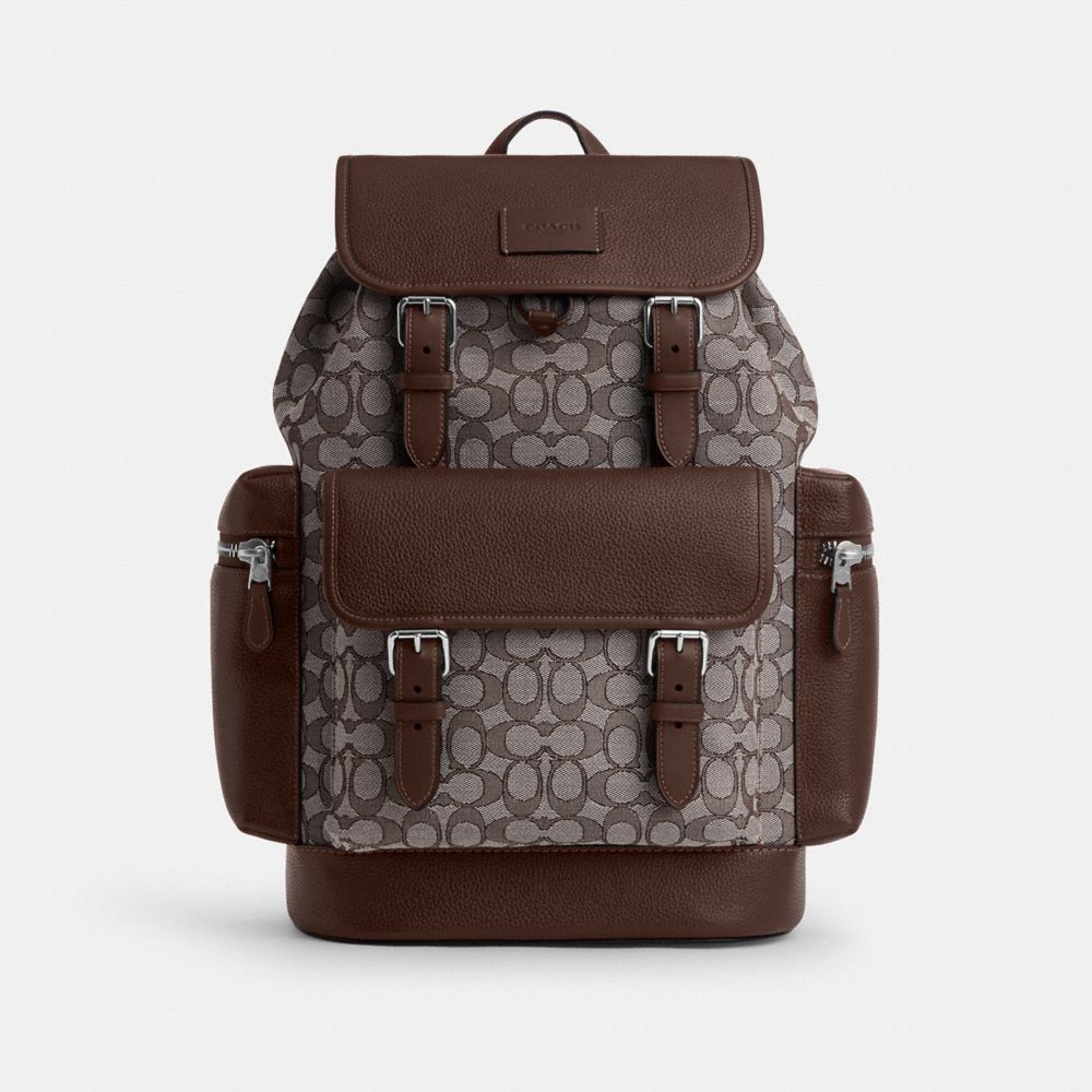 COACH®,SPRINT BACKPACK IN SIGNATURE JACQUARD,Signature Canvas,X-Large,Sv/Oak/Maple,Front View