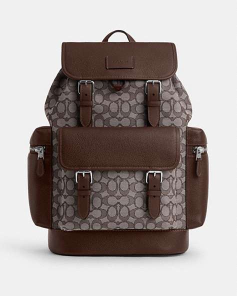 COACH®,SPRINT BACKPACK IN SIGNATURE JACQUARD,mixedmaterial,X-Large,Sv/Oak/Maple,Front View