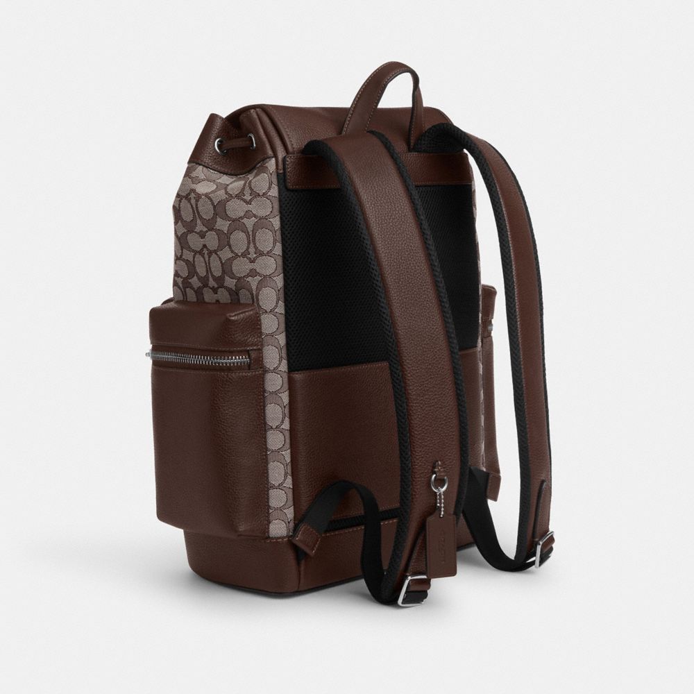 COACH®,SPRINT BACKPACK IN SIGNATURE JACQUARD,Signature Canvas,X-Large,Sv/Oak/Maple,Angle View