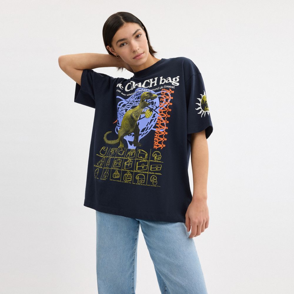COACH®,Graphic Relaxed T Shirt In Organic Cotton,Organic Cotton,T Shirt,No Embellishment,Eco-Friendly,Casual,,Scale View