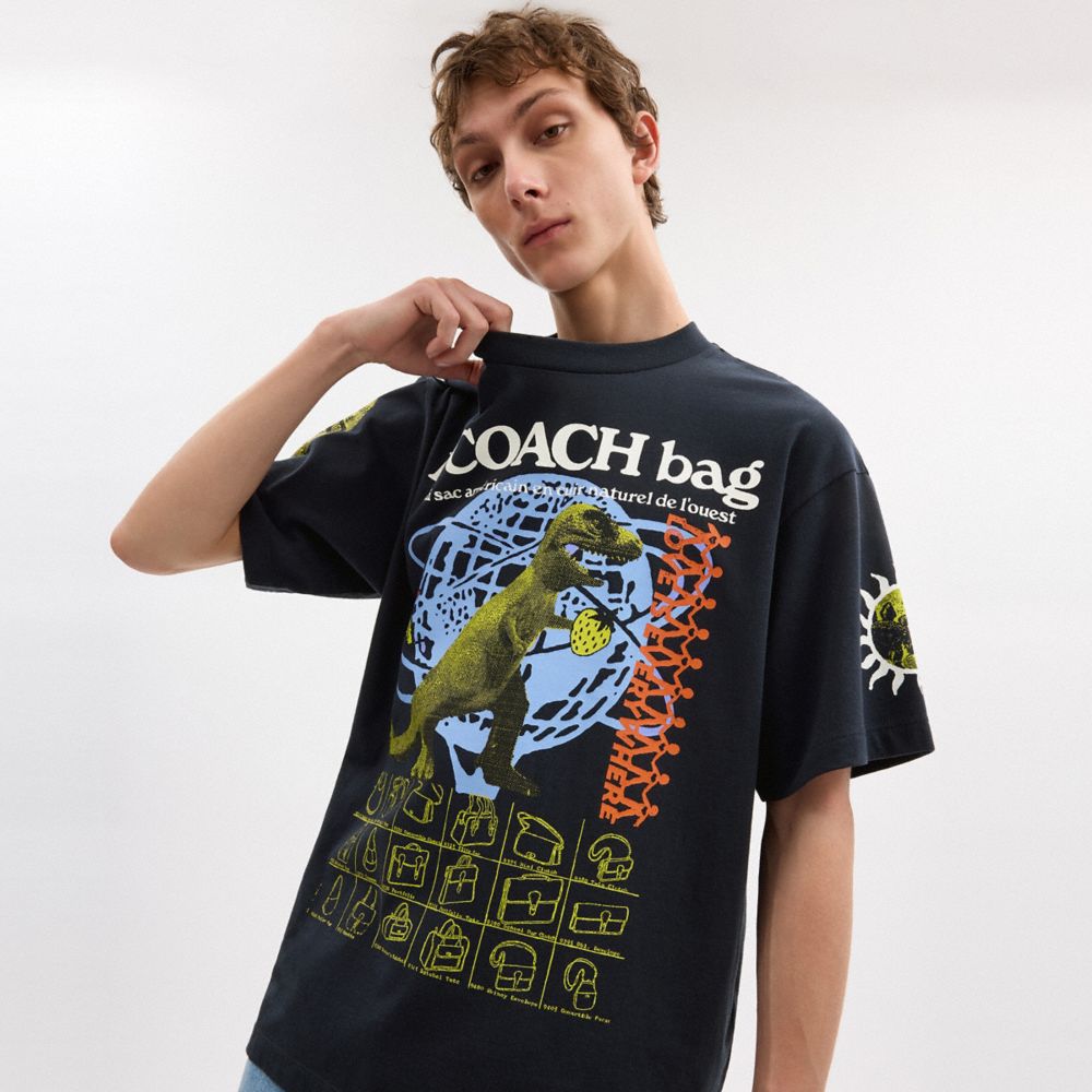 COACH®,Graphic Relaxed T Shirt In Organic Cotton,Organic Cotton,T Shirt,No Embellishment,Eco-Friendly,Casual,,Detail View