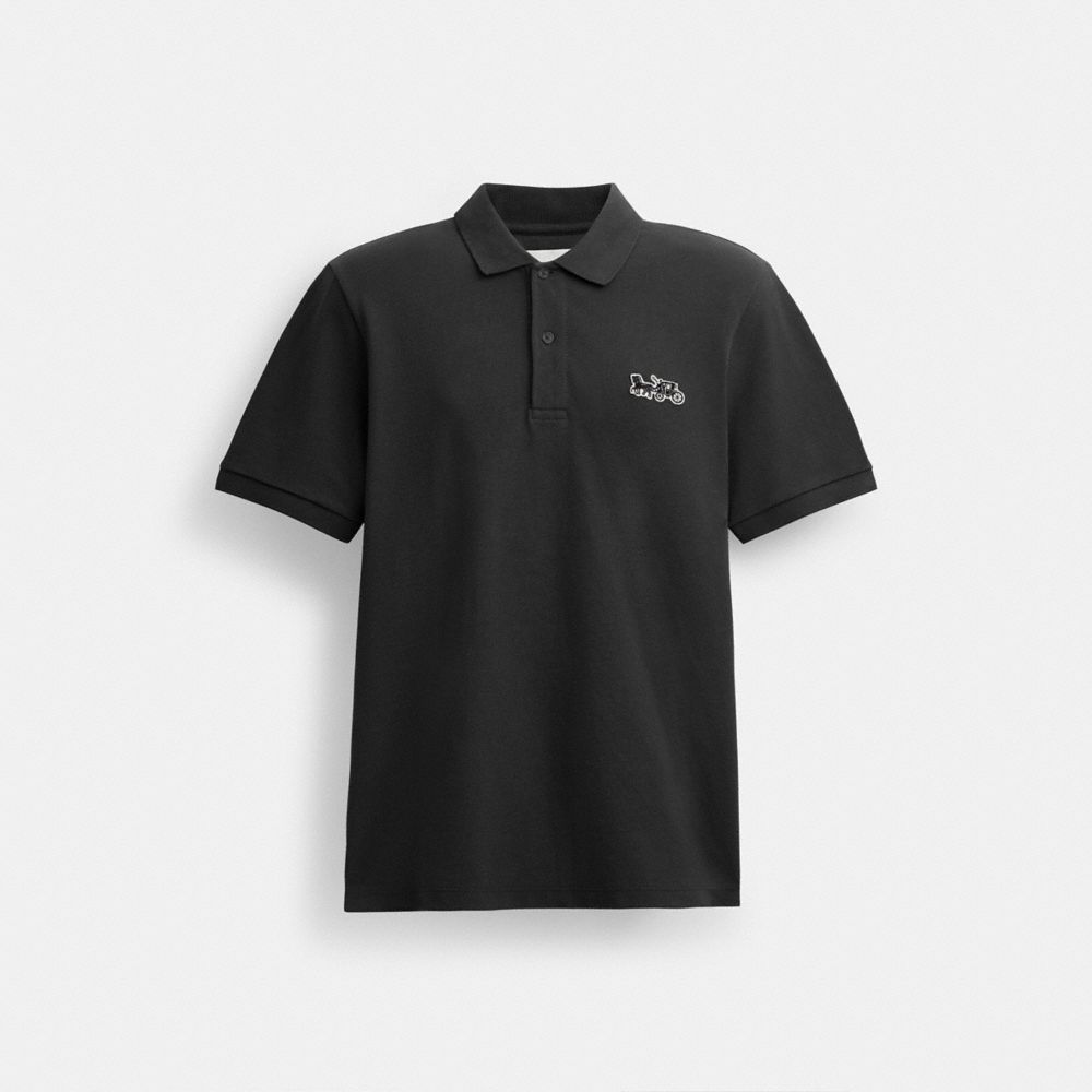 COACH®,HORSE AND CARRIAGE CLASSIC POLO,cotton,Black,Front View