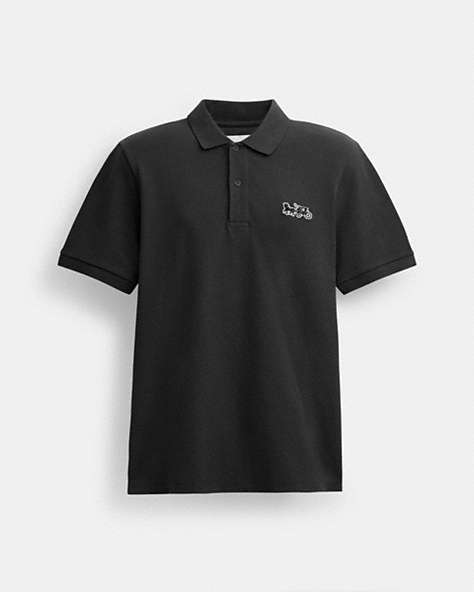 COACH®,HORSE AND CARRIAGE CLASSIC POLO,cotton,Black,Front View