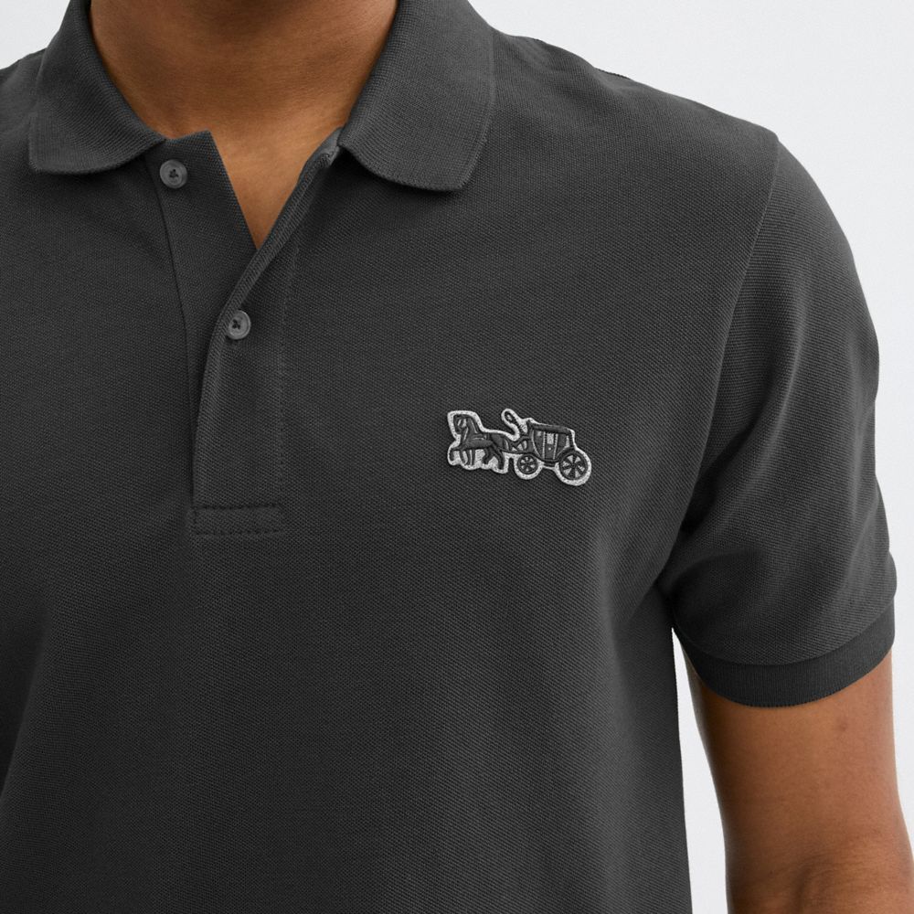 Black polo t shirt with white horse best sale