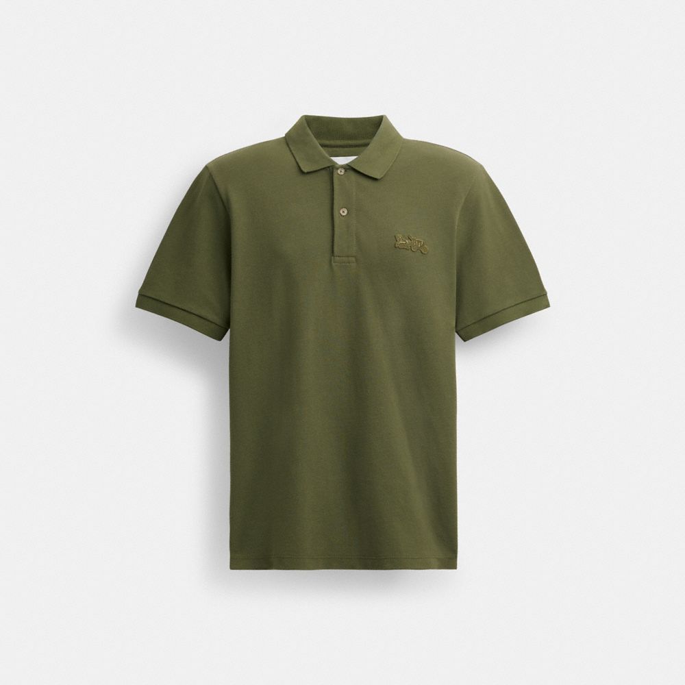 COACH®,HORSE AND CARRIAGE CLASSIC POLO,cotton,Green,Front View