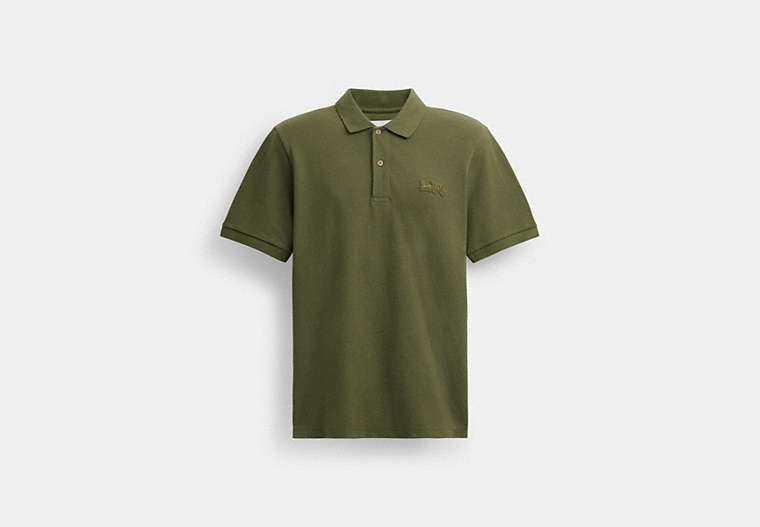 COACH®,HORSE AND CARRIAGE CLASSIC POLO,cotton,Green,Front View