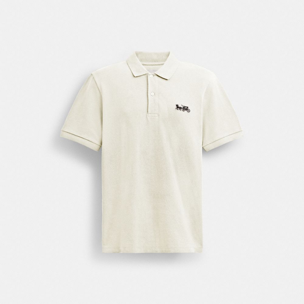 COACH®,HORSE AND CARRIAGE CLASSIC POLO,cotton,White,Front View