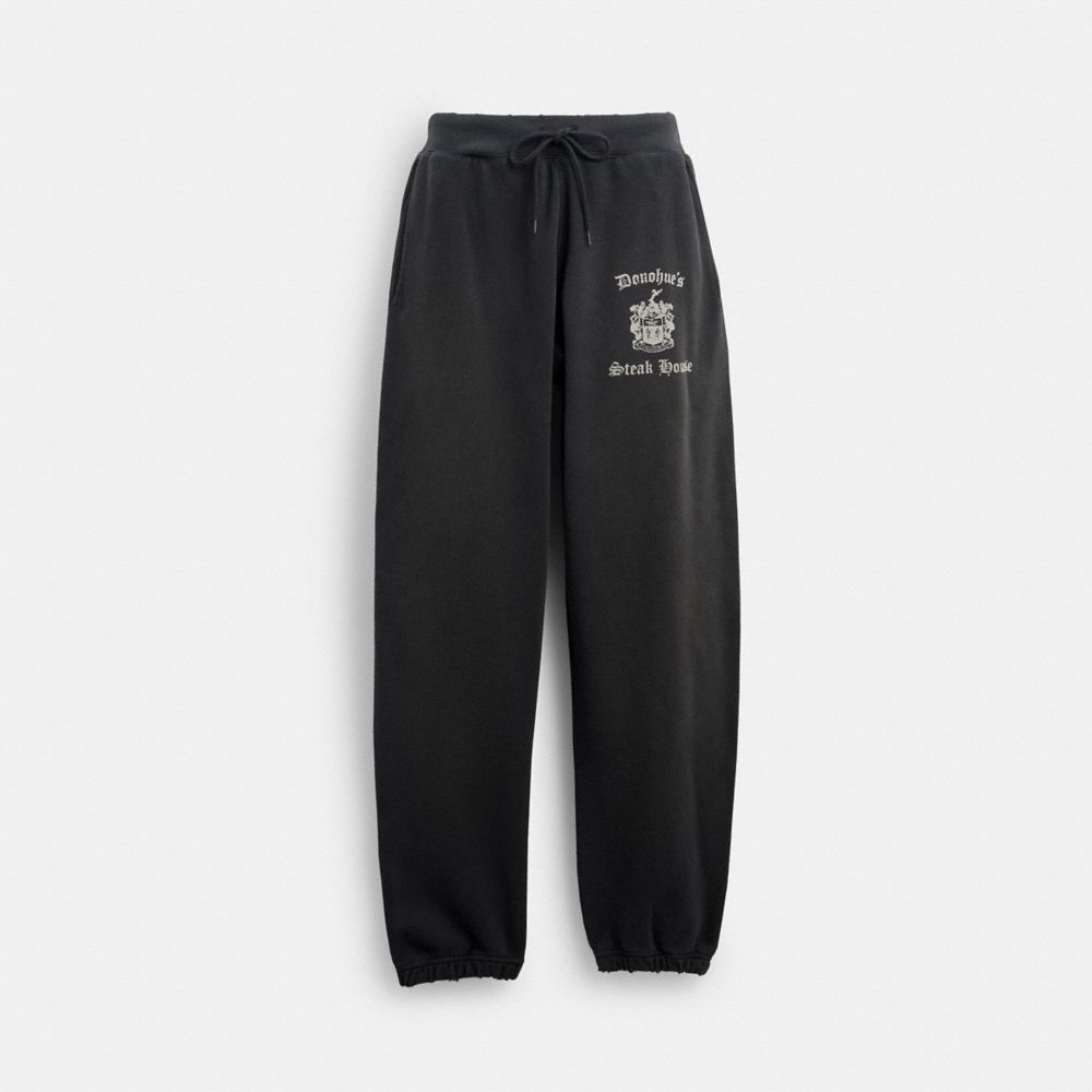 COACH®,VINTAGE PULL ON JOGGERS,cotton,Black,Front View