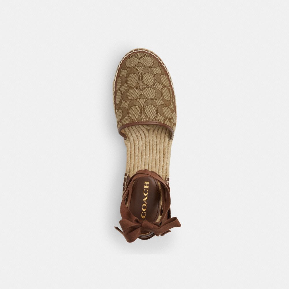 COACH®,CONNIE ESPADRILLE IN SIGNATURE JACQUARD,Khaki/Dark Saddle,Inside View,Top View