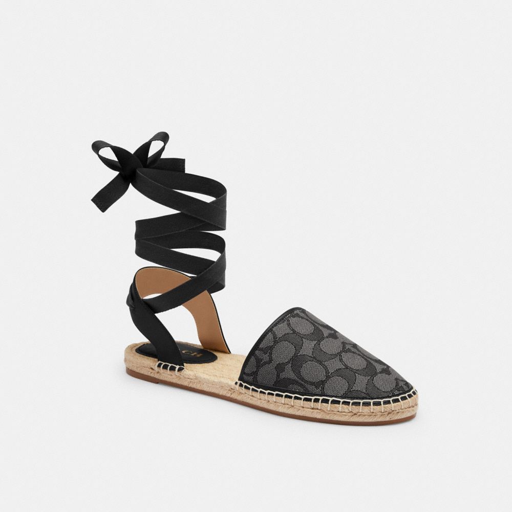 COACH®,CONNIE ESPADRILLE IN SIGNATURE JACQUARD,Black/Smoke/Coal,Front View