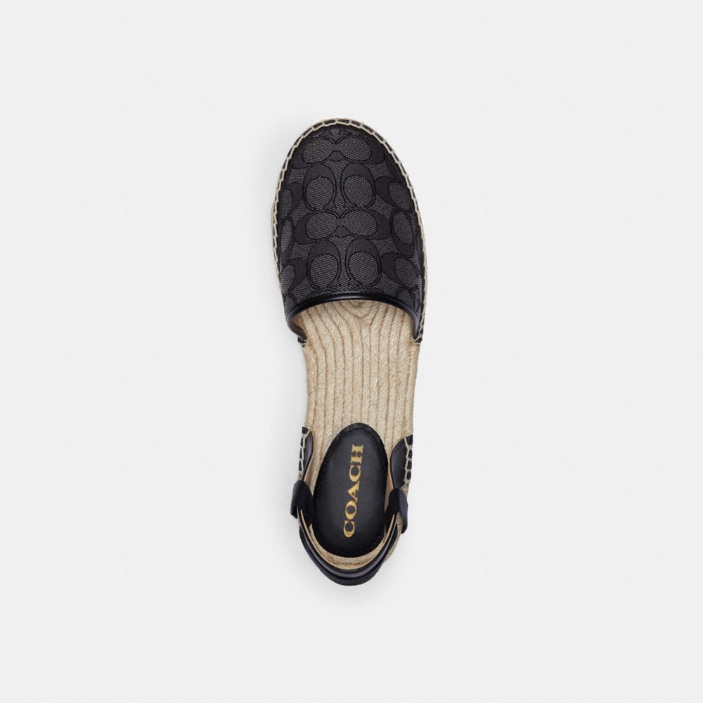 COACH®,ESPADRILLE CONNIE EN JACQUARD SIGNATURE,Noir/Fumée/Charbon,Inside View,Top View