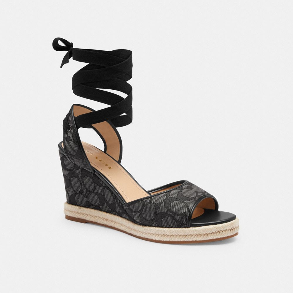 COACH®,PATRICE ESPADRILLE IN SIGNATURE JACQUARD,Black/Smoke/Coal,Front View