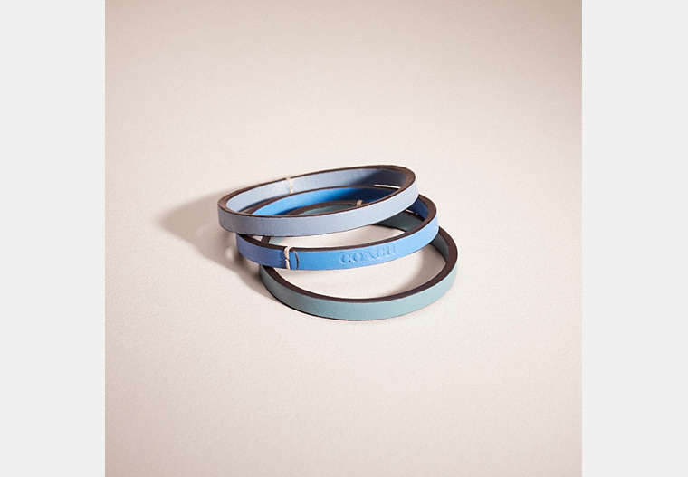 COACH®,REMADE LEATHER BANGLE SET,School Spirit,Blue Multi,Front View