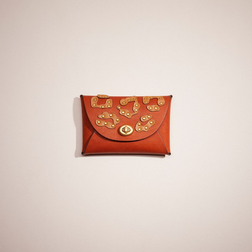 COACH®,REMADE MEDIUM POUCH WITH EXOTIC ANIMAL PRINT LEATHER APPLIQUE,Brown/Multi,Front View