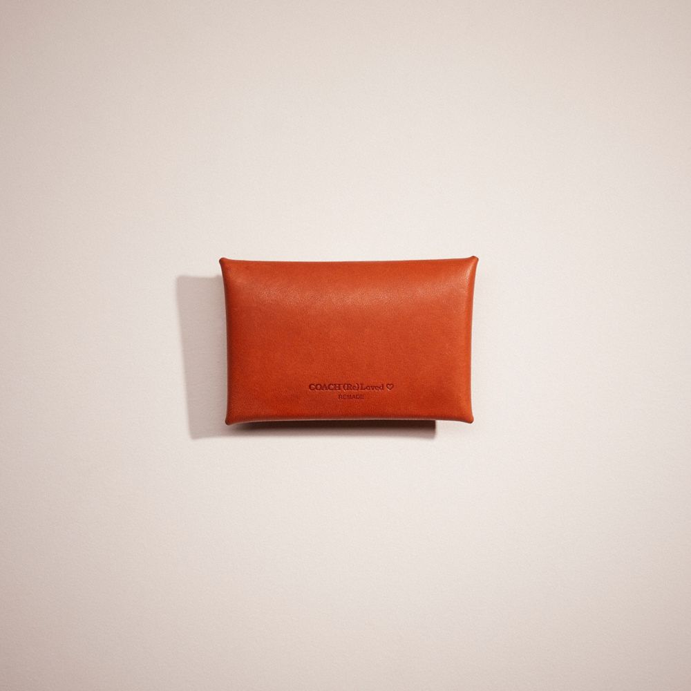 COACH®,Remade Medium Pouch With Exotic Animal Print Leather Applique,Leather,Coin,Applique,Sequin,Gold Metal,Casual,Burnt Orange,Back View