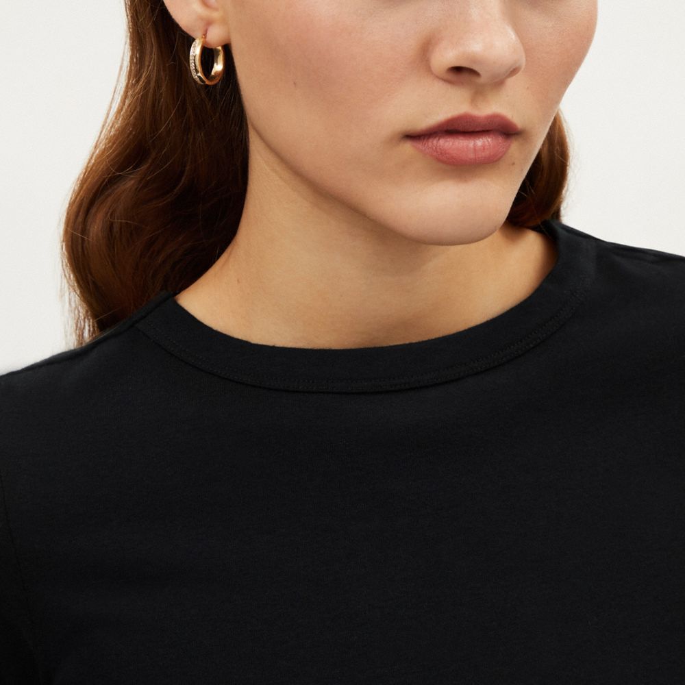 COACH®,PAVÉ HOOP EARRINGS,Gold,Detail View