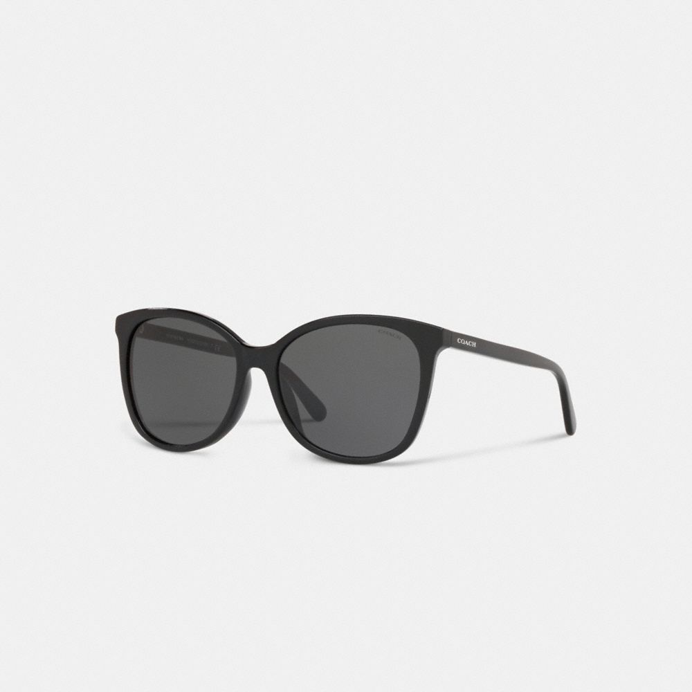 COACH®,SIGNATURE WORKMARK SQUARE SUNGLASSES,Black,Front View